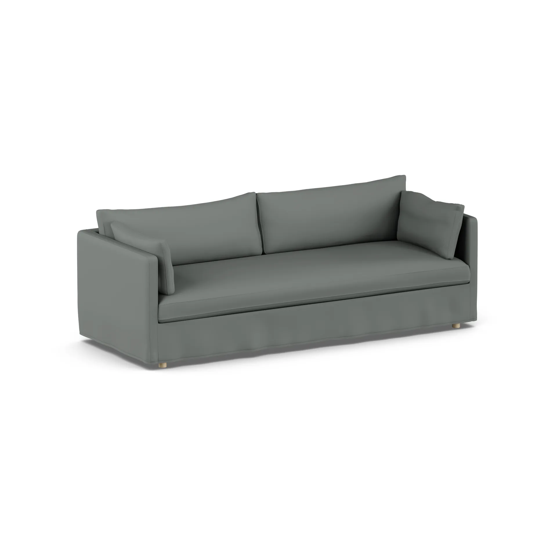 Linnevik sofa, Caleido grey 1240-hvidolieret eg, 4-pers., med skørt 1898
