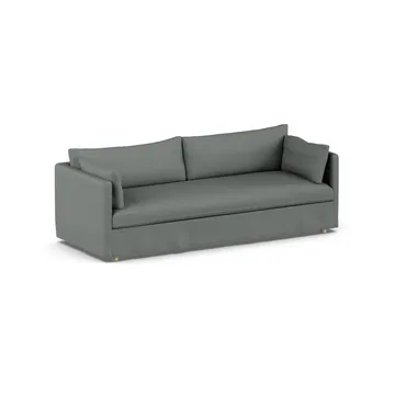 Linnevik sofa - Caleido grey 1240-hvidolieret eg, 4-pers., med skørt - 1898