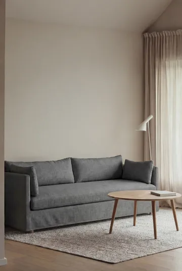 Linnevik sofa - Caleido grey 1240-hvidolieret eg, 4-pers., med skørt - 1898