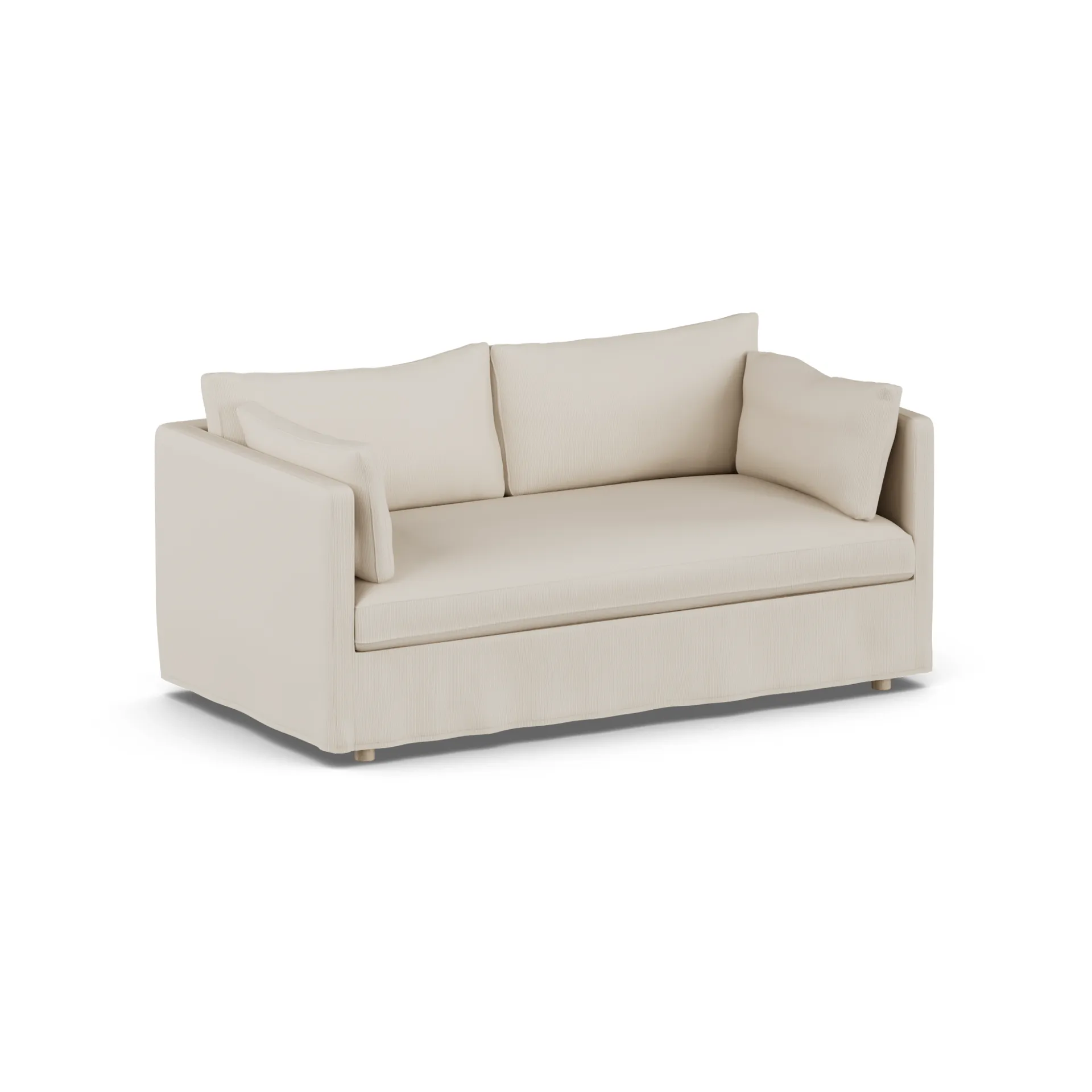 Linnevik sofa, Jump Beige 1956-hvidolieret eg, 2-pers., med skørt 1898