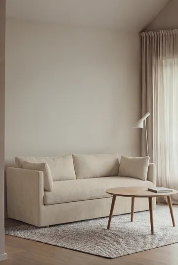 Linnevik sofa - Jump Beige 1956-hvidolieret eg, 2-pers., med skørt - 1898