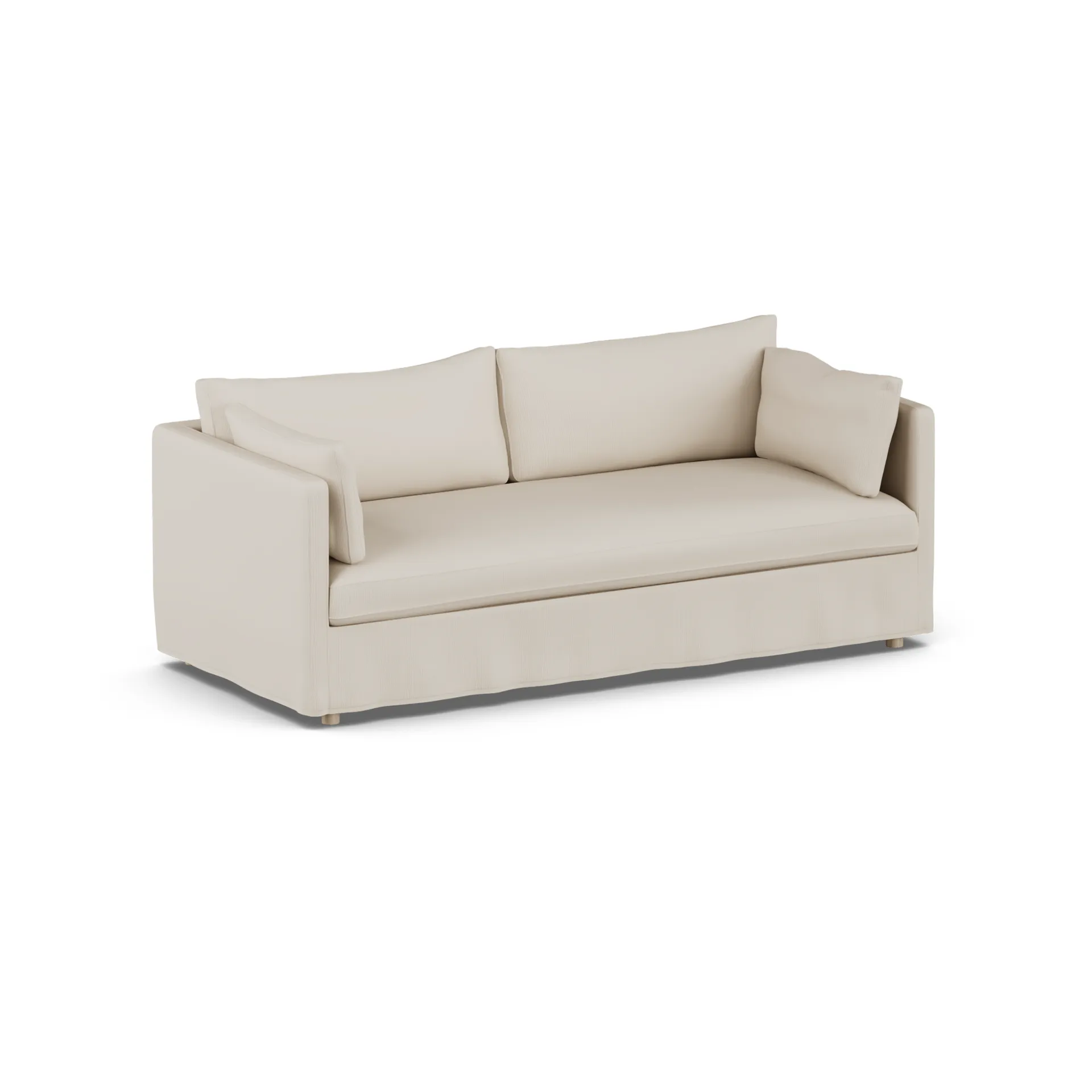 Linnevik sofa, Jump Beige 1956-hvidolieret eg, 3-pers., med skørt 1898