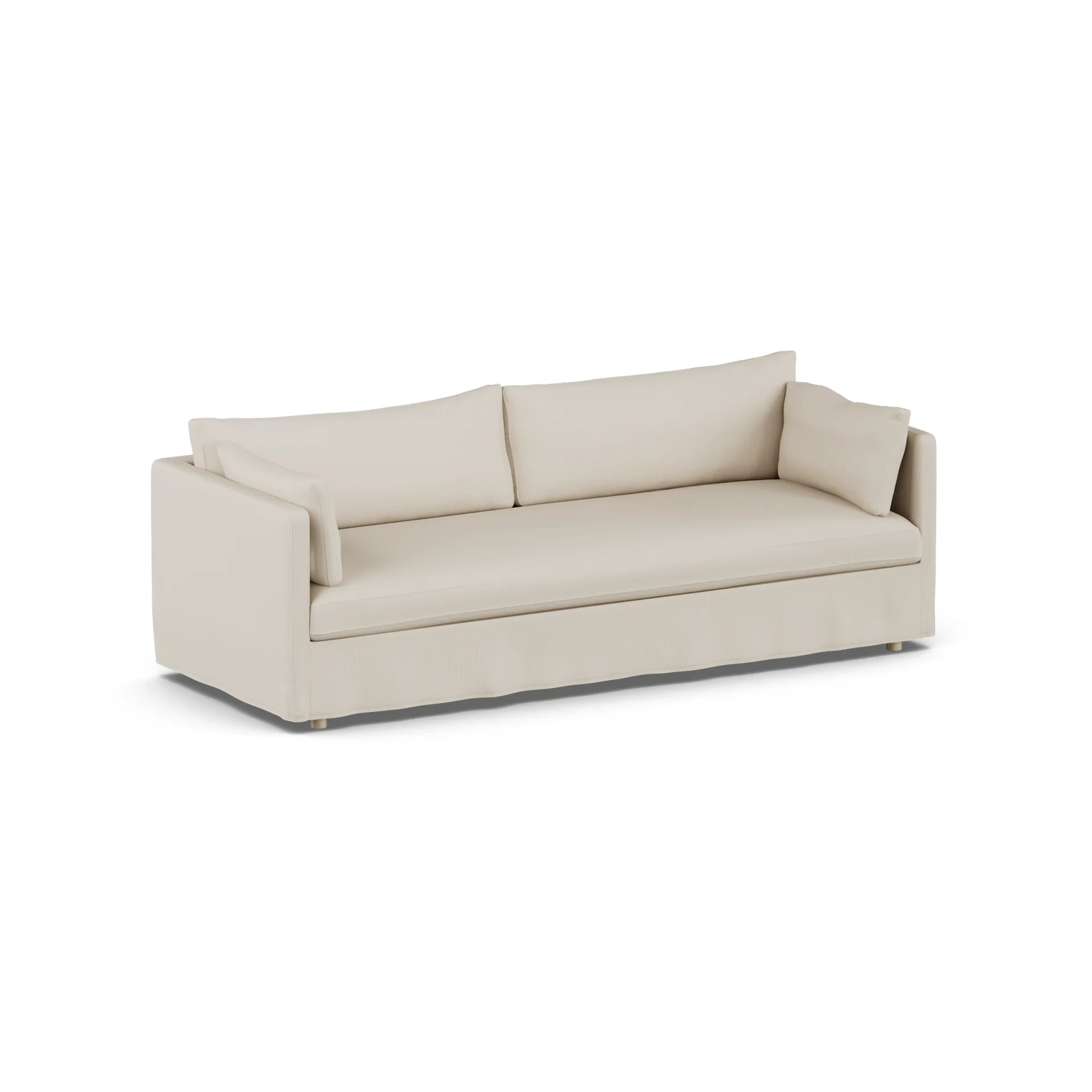 Linnevik sofa, Jump Beige 1956-hvidolieret eg, 4-pers., med skørt 1898
