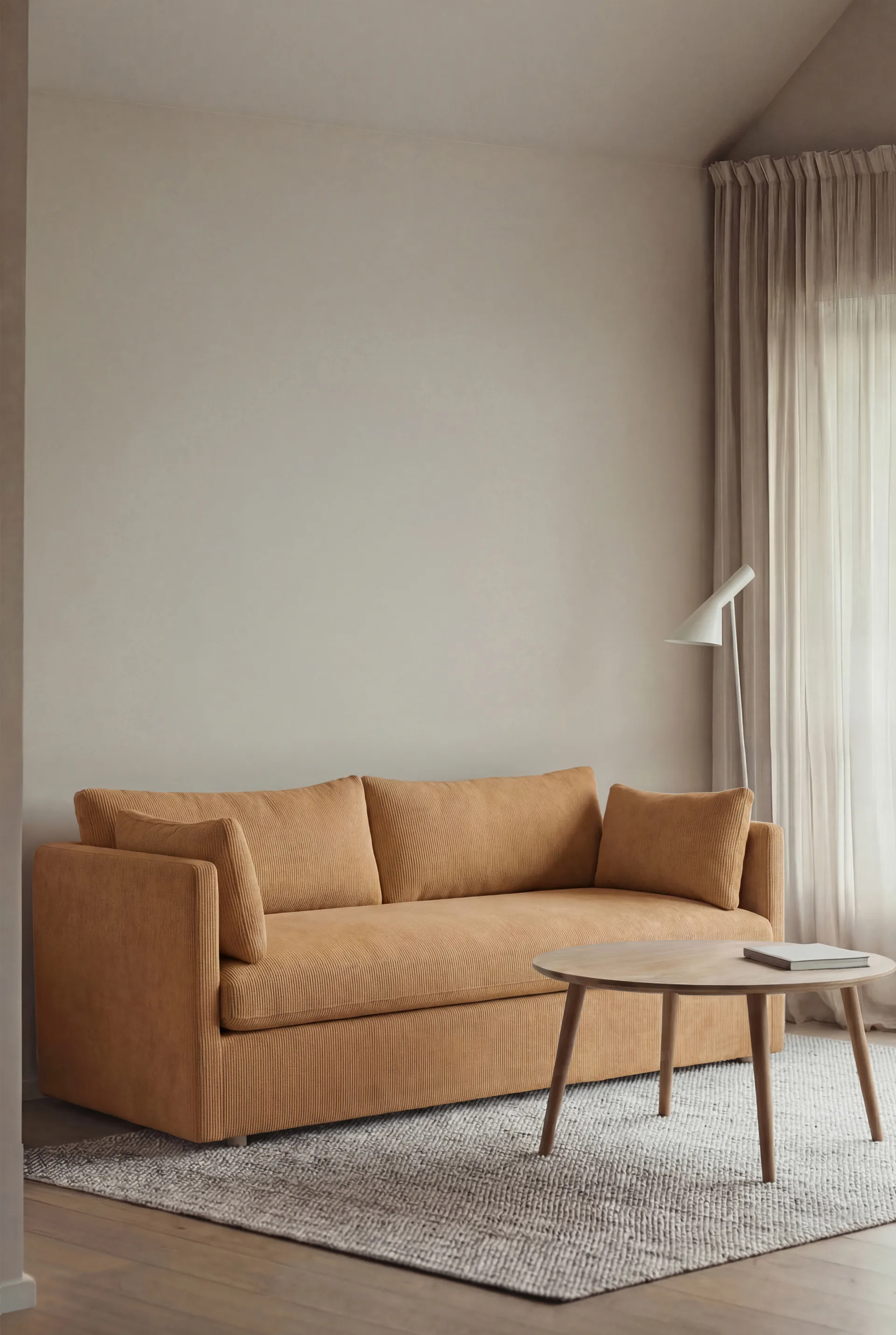 Linnevik sofa, Jump Honey 1959-hvidolieret eg, 2-pers., med skørt 1898