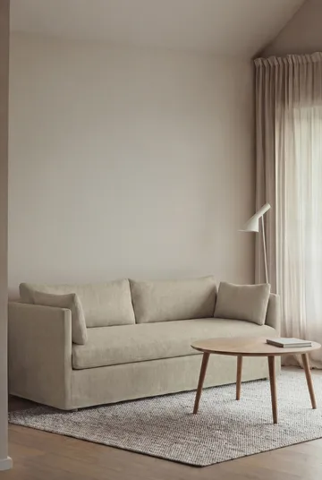 Linnevik sofa - Luiza Beige 3981-hvidolieret eg, 3-pers., med skørt - 1898