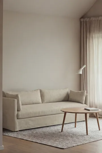 Linnevik sofa - Luiza beige 3981-hvidolieret eg, 4-pers., med skørt - 1898