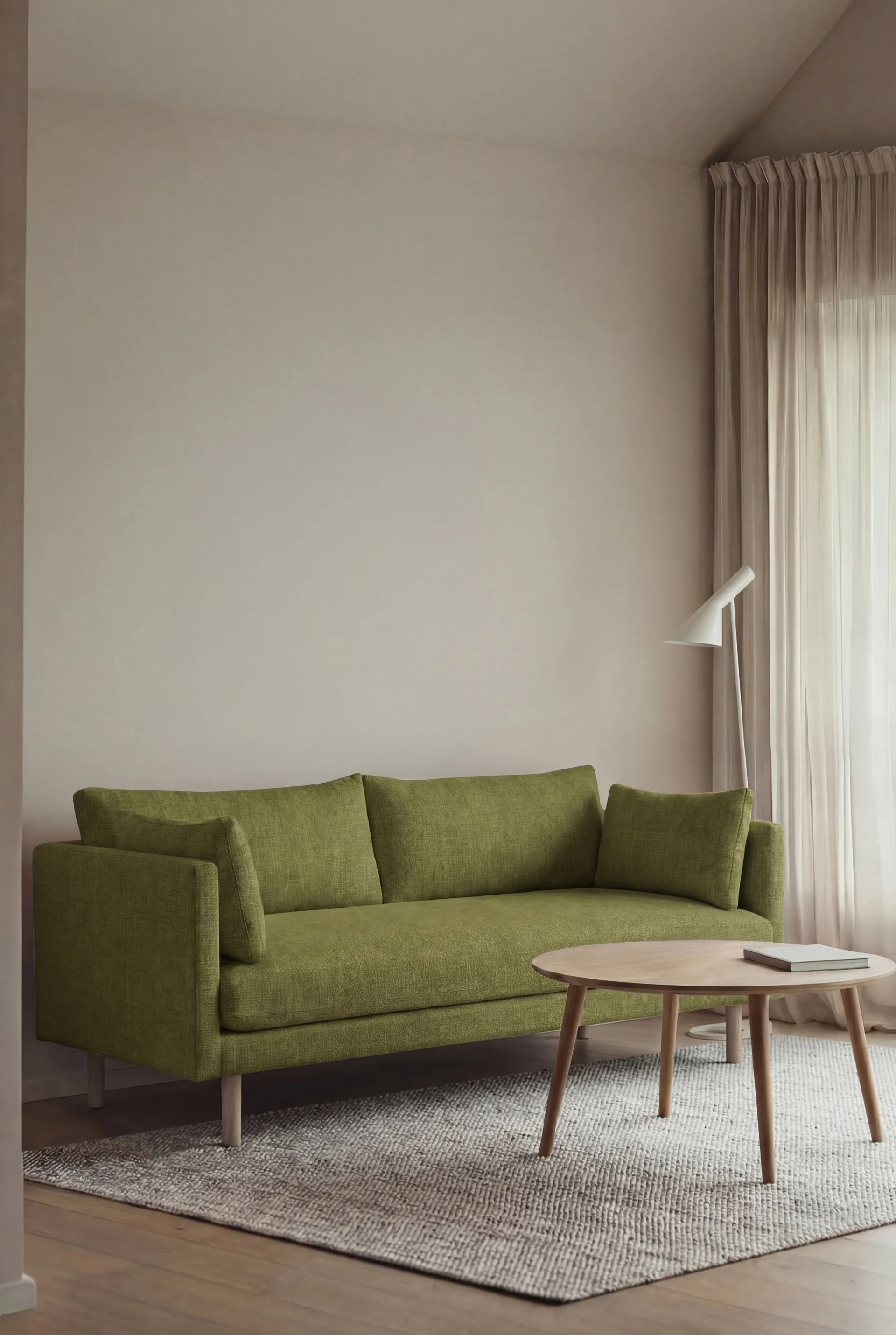 Linnevik sofa, Luiza Green 3975-hvidolieret eg, 2-pers., uden skørt 1898