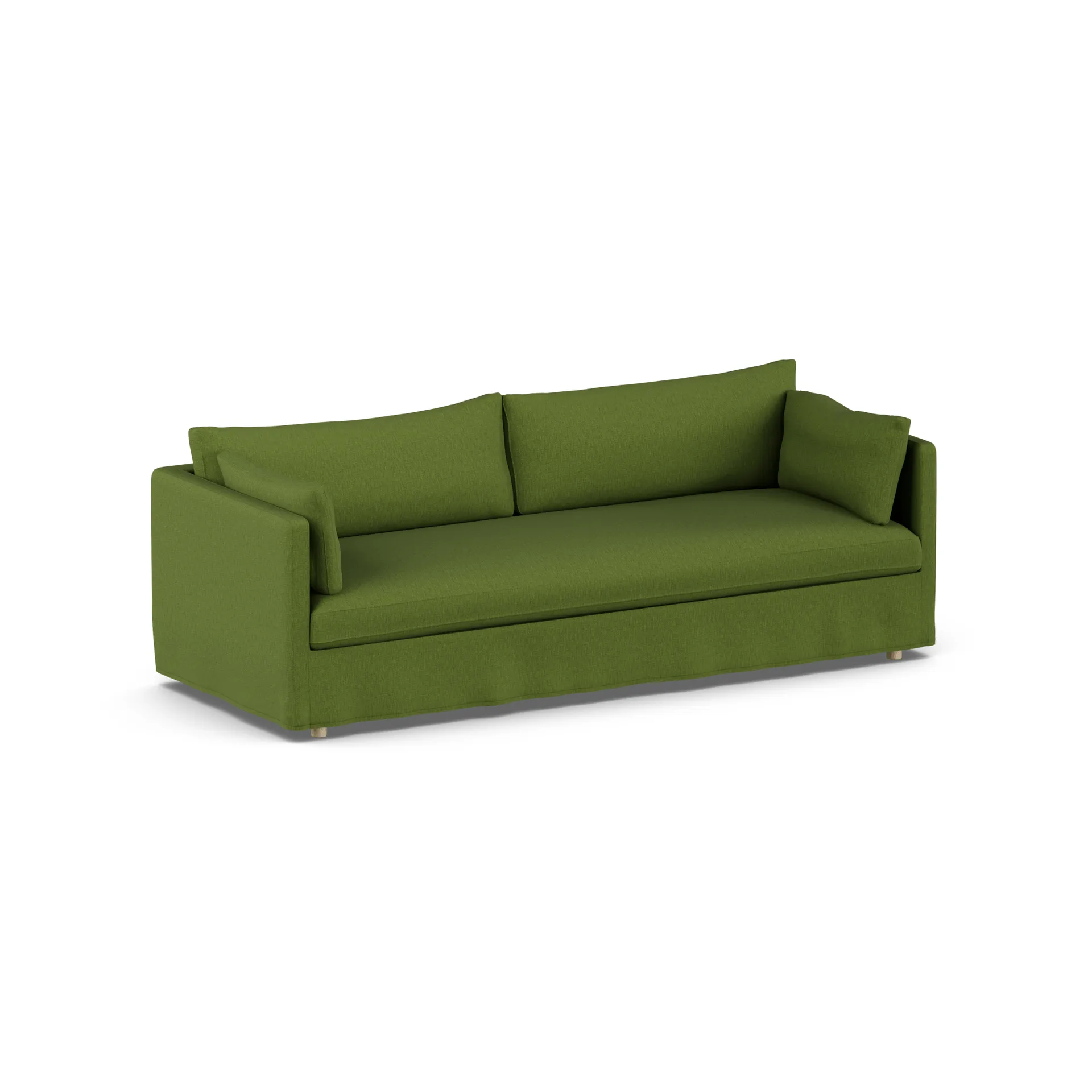 Linnevik sofa, Luiza Green 3975-hvidolieret eg, 4-pers., med skørt 1898