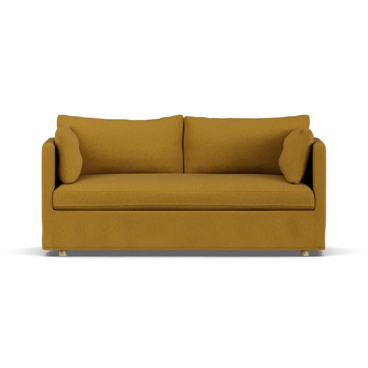 Linnevik sofa - Luiza Mustard 3972-hvidolieret eg, 2-pers., med skørt - 1898