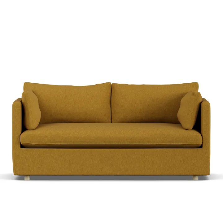 Linnevik sofa - Luiza Mustard 3972-hvidolieret eg, 2-pers., med skørt - 1898