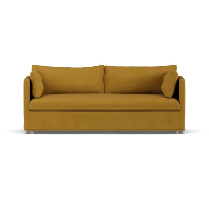 Linnevik sofa - Luiza Mustard 3972-hvidolieret eg, 3-pers., med skørt - 1898