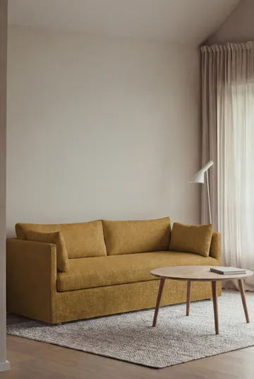 Linnevik sofa - Luiza Mustard 3972-hvidolieret eg, 3-pers., med skørt - 1898