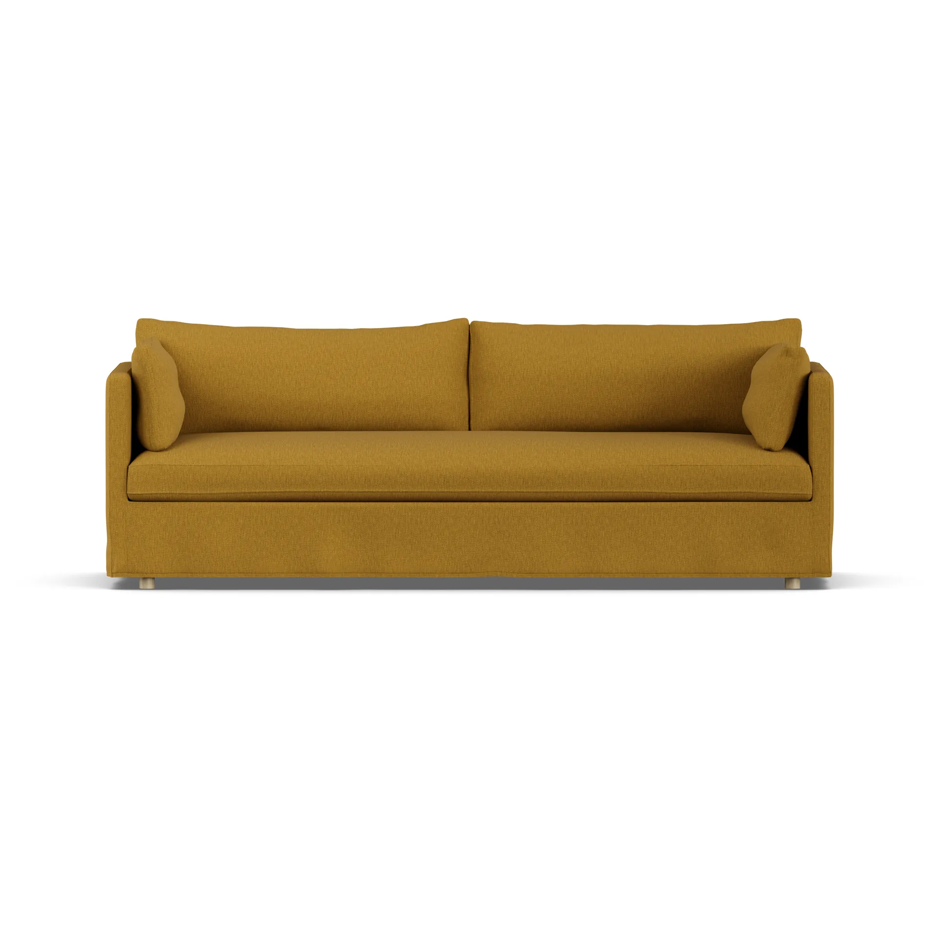 Linnevik sofa, Luiza Mustard 3972-hvidolieret eg, 4-pers., med skørt 1898