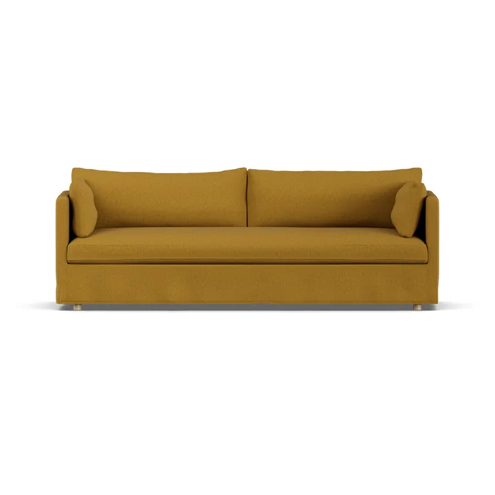 Linnevik sofa - Luiza Mustard 3972-hvidolieret eg, 4-pers., med skørt - 1898