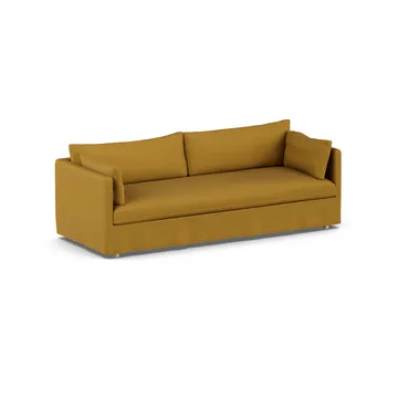 Linnevik sofa - Luiza Mustard 3972-hvidolieret eg, 4-pers., med skørt - 1898