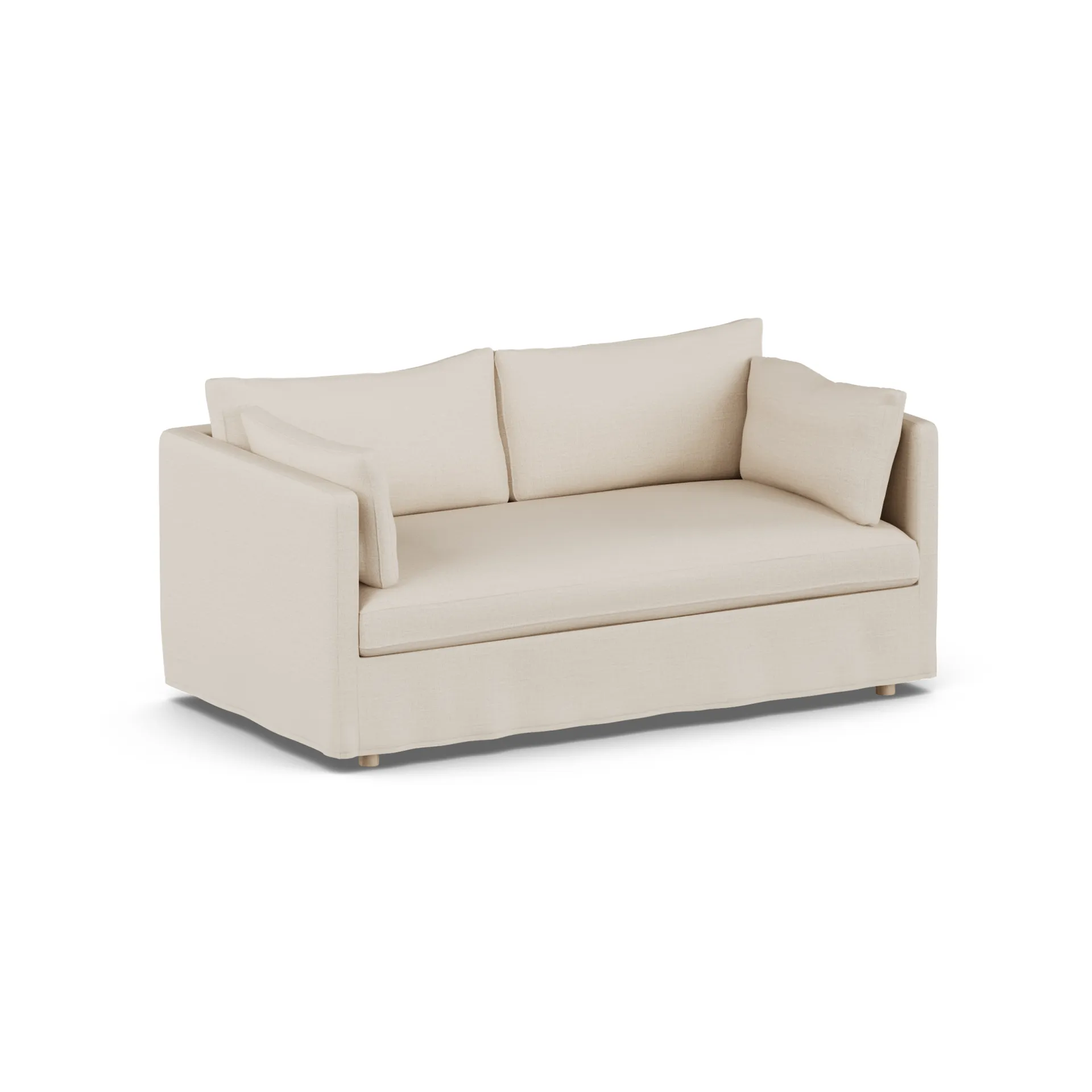 Linnevik sofa, Same Beige 6670-hvidolieret eg, 2-pers., med skørt 1898