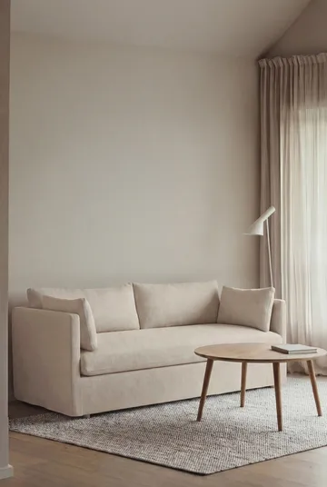 Linnevik sofa - Same Beige 6670-hvidolieret eg, 2-pers., med skørt - 1898