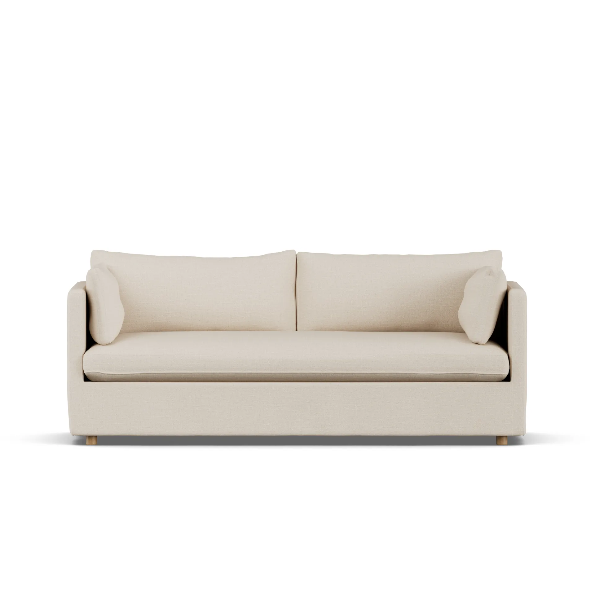Linnevik sofa, Same Beige 6670-hvidolieret eg, 3-pers., med skørt 1898