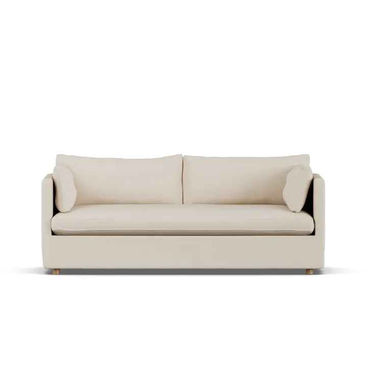 Linnevik sofa - Same Beige 6670-hvidolieret eg, 3-pers., med skørt - 1898