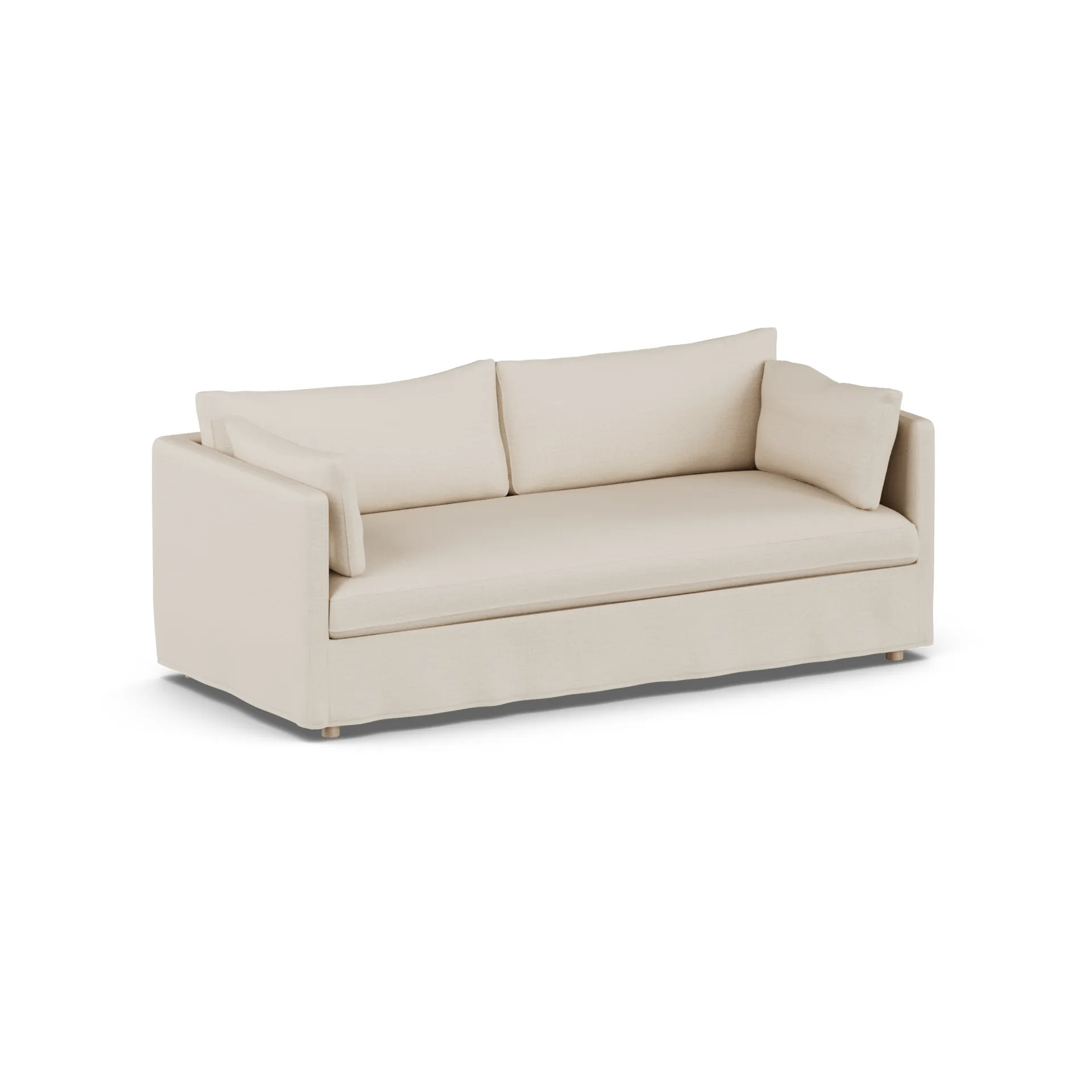 Linnevik sofa, Same Beige 6670-hvidolieret eg, 3-pers., med skørt 1898