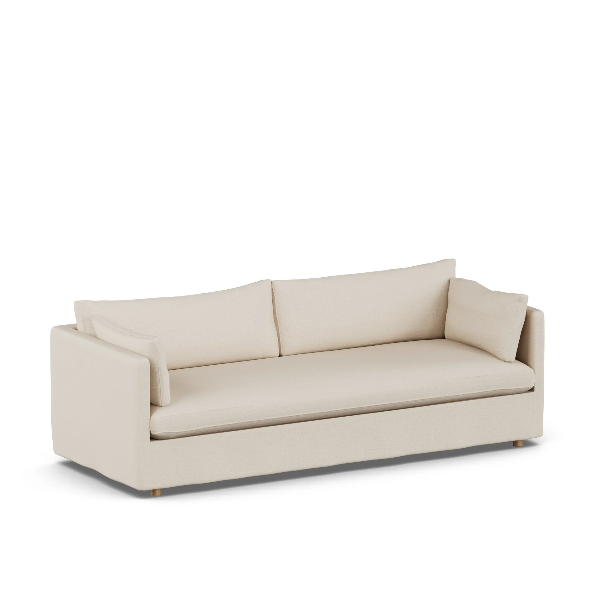 Linnevik sofa, Same Beige 6670-hvidolieret eg, 4-pers., med skørt 1898