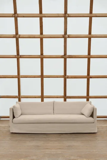 Linnevik sofa - Same Beige 6670-hvidolieret eg, 4-pers., med skørt - 1898