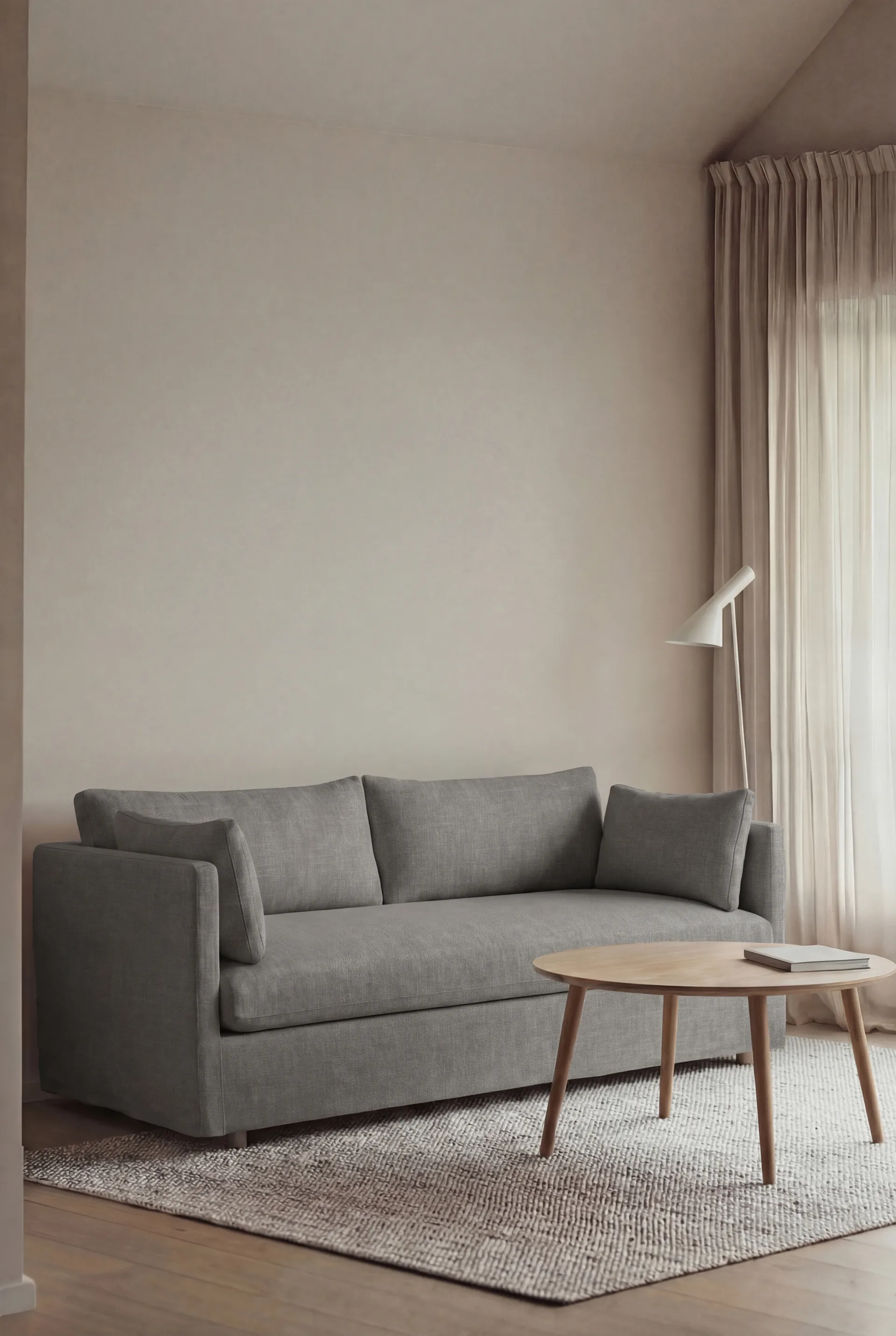 Linnevik sofa, Same Grey 6673-hvidolieret eg, 2-pers., med skørt 1898