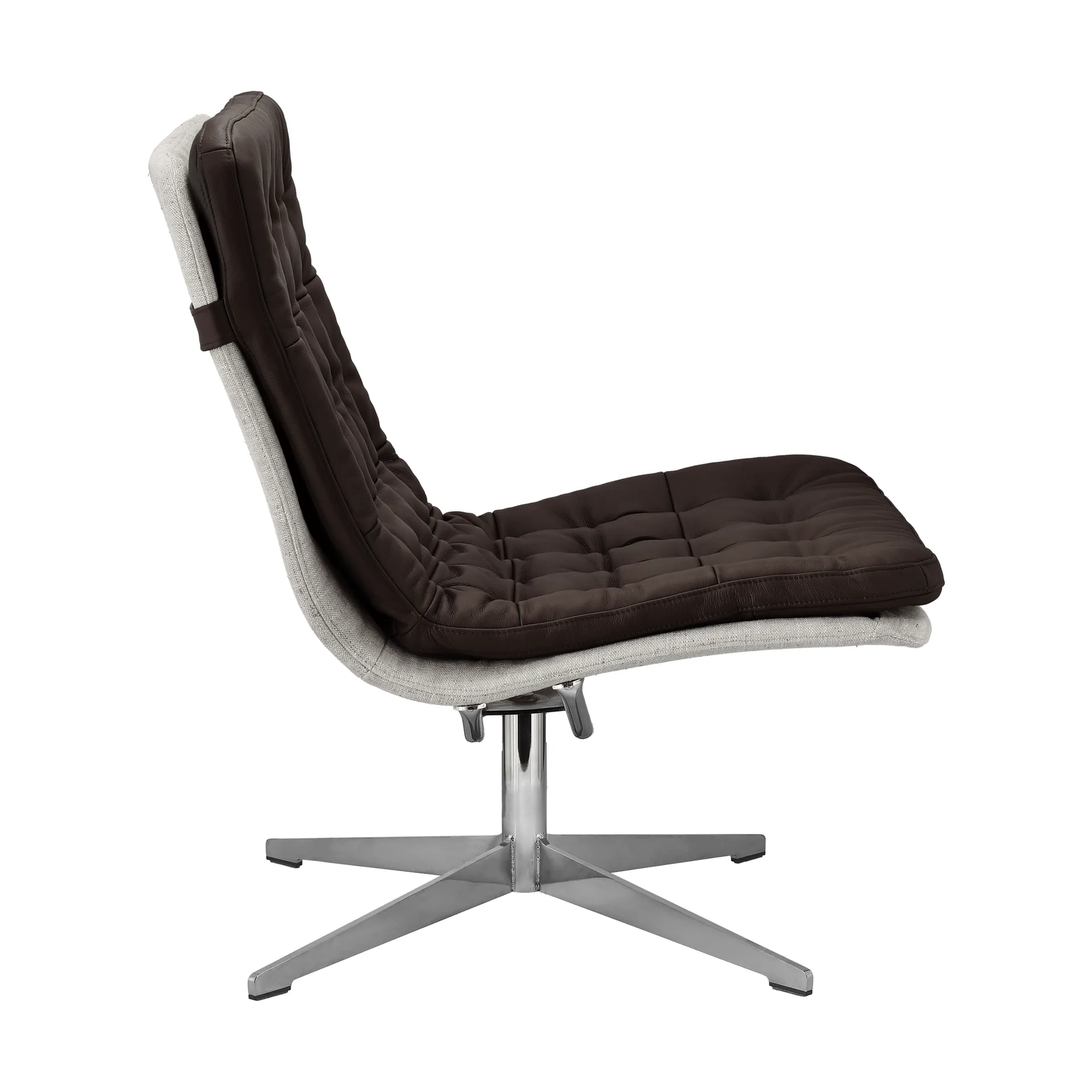 Loholm lænestol med drejefunktion, Mørkebrun læder-Bern Beige 0341 1898