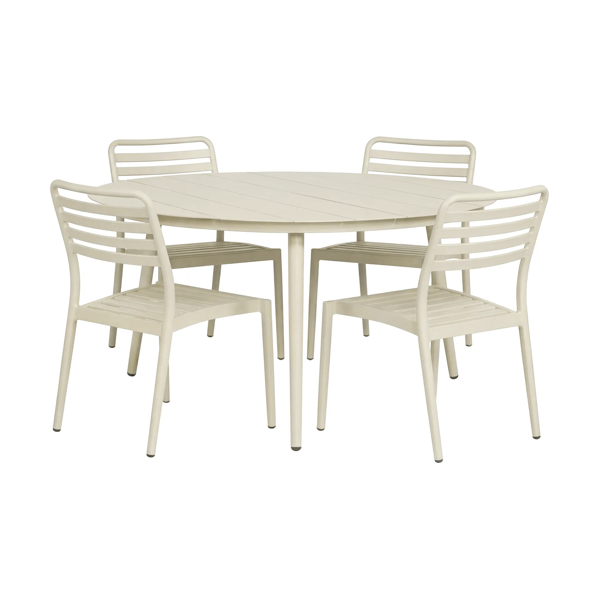 Marsala spisebord Ø140 cm + 4 stk. Messina stol, Off white,  1898