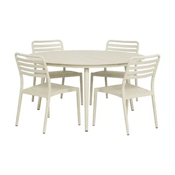 Marsala spisebord Ø140 cm + 4 stk. Messina stol, Off white - 1898
