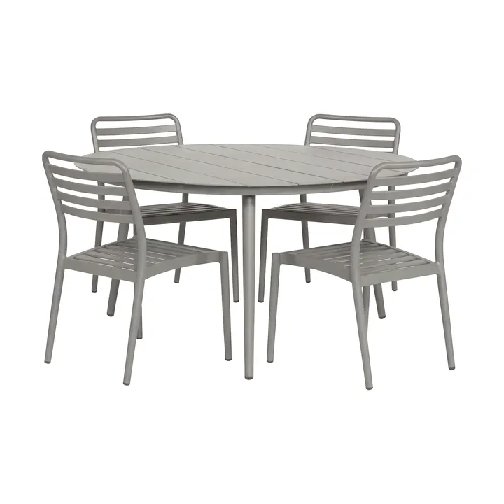 Marsala spisebord Ø140 cm + 4 stk. Messina stol, Taupe - 1898