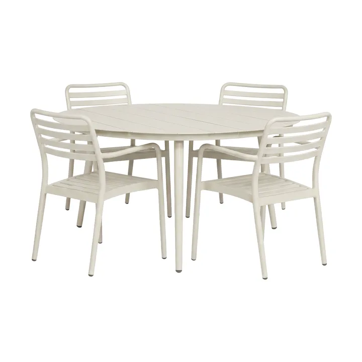 Marsala spisebord Ø140 cm + Messina karmstol 4 stk., Off white - 1898