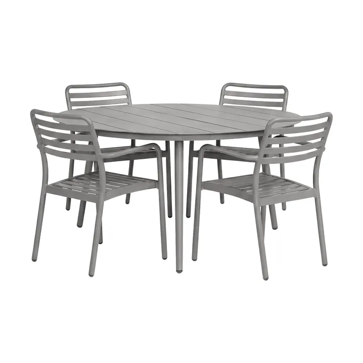 Marsala spisebord Ø140 cm + Messina karmstol 4 stk, Taupe - 1898