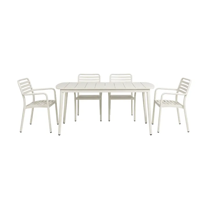 Marsala spisebord 152x90 cm + Messina karmstol 4 stk., Off white - 1898