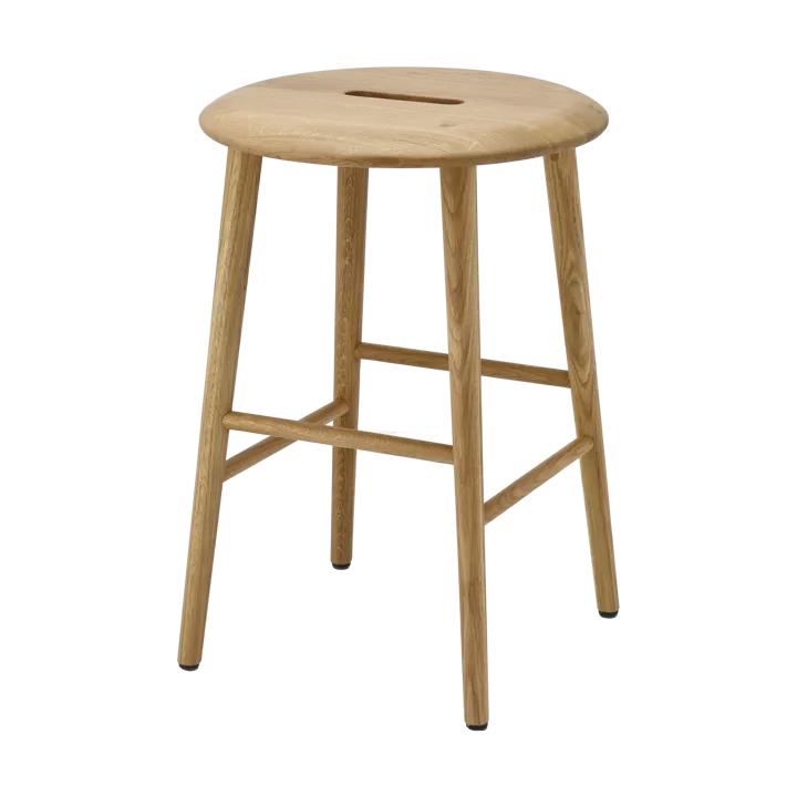 Norrabo rund skammel 53 cm - Naturlakeret eg, Ø38x53 cm - 1898