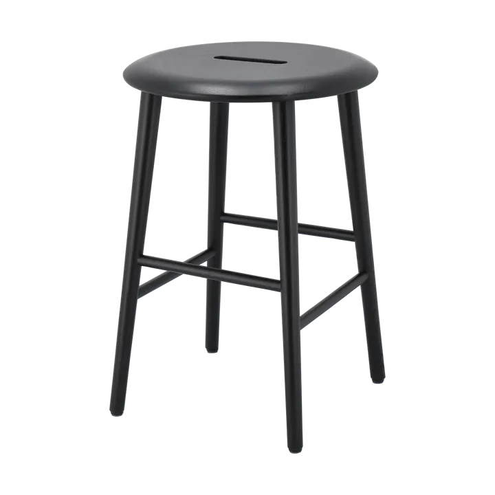 Norrabo rund skammel 53 cm - Sortlakeret eg, Ø38x53 cm - 1898