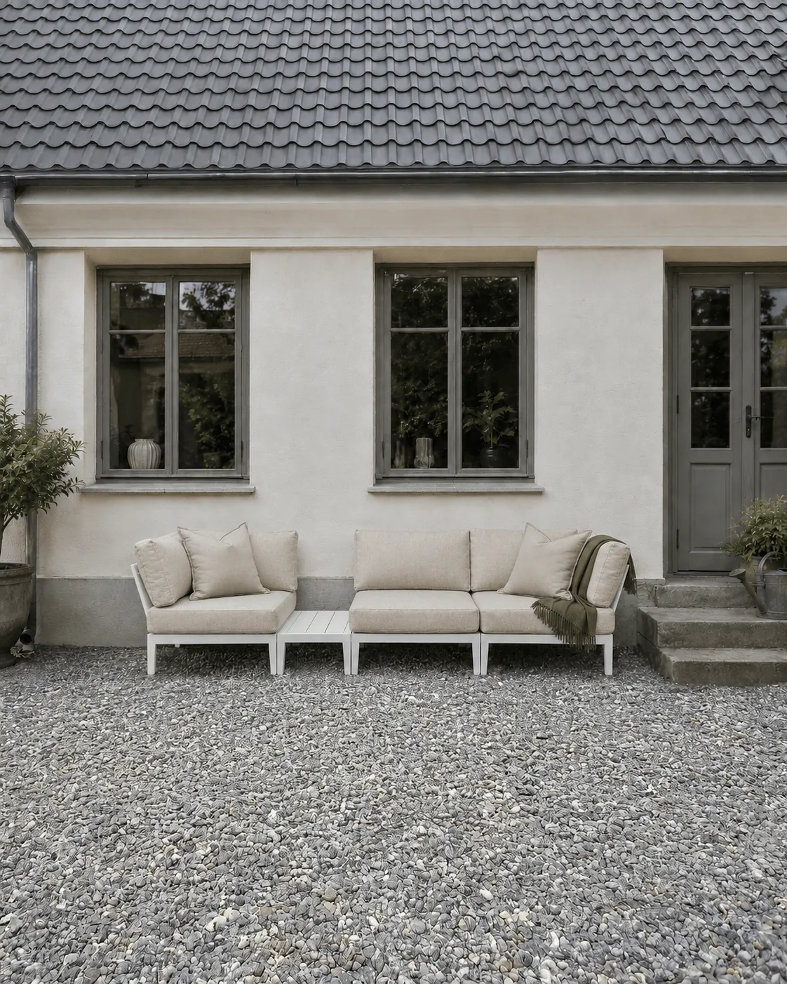 Santander modulsofa midtersektion, Hvid-beige 1898
