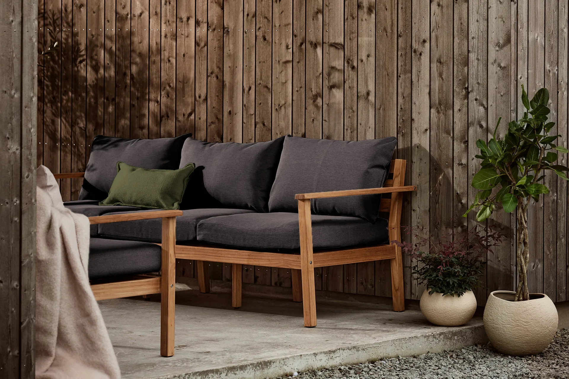 Stockaryd 3-personers sofa teak/dark grey,  1898