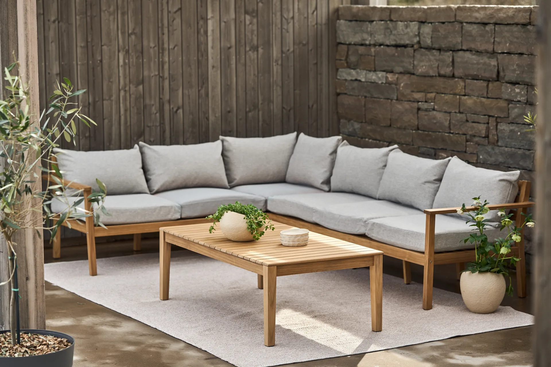 Stockaryd sofamodul hjørnedel teak/light grey 1898