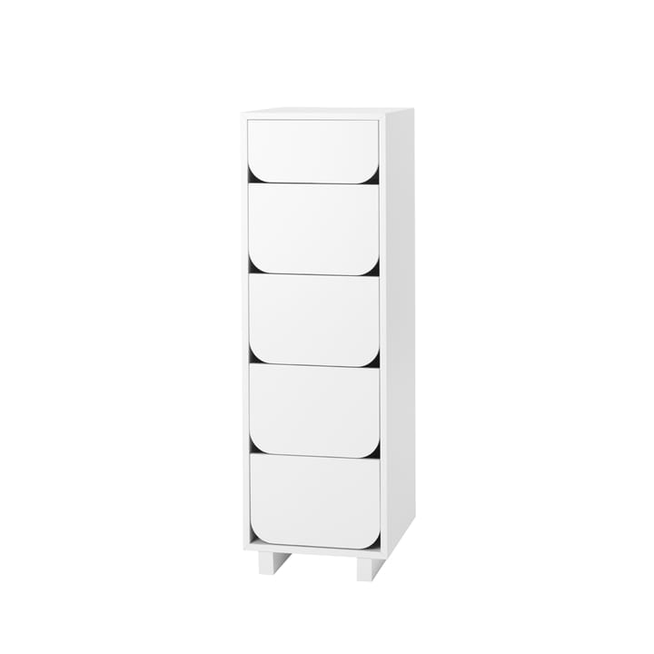 Vidja slank kommode 5 skuffer, Hvid lak 1898