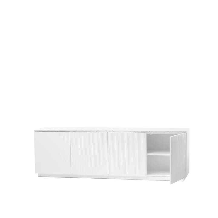Beam sideboard - hvid lak, hvid sokkel, topplade i carrara marmor - A2