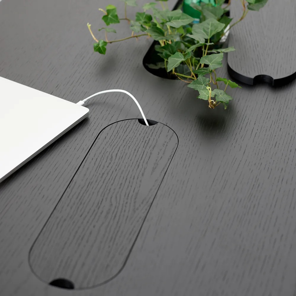 Connect skrivebord, eg hvidolieret, sorte hjul, H73 A2