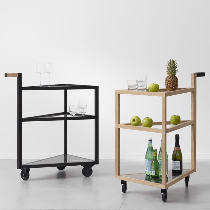 Move serveringsvogn, eg sortbejdset, big, marmor marquina, glas A2