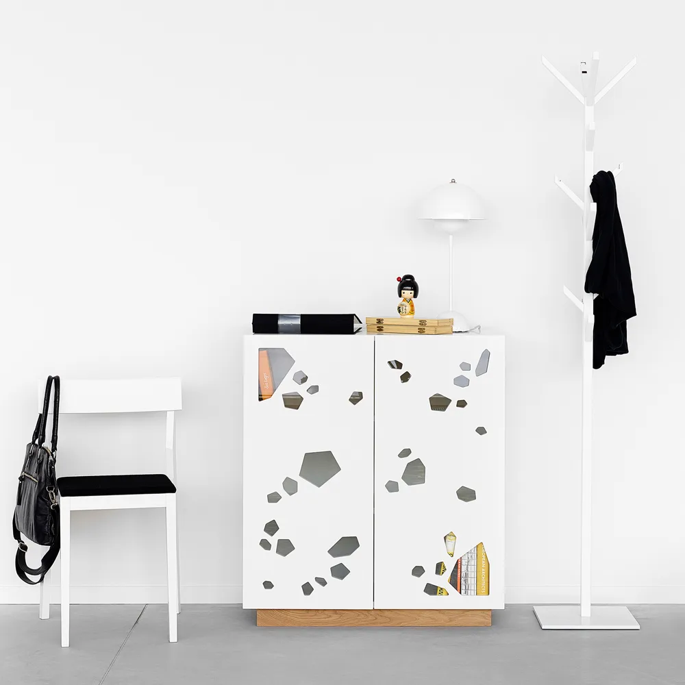 Sneak peek skab, hvid, hvidlakeret stel A2