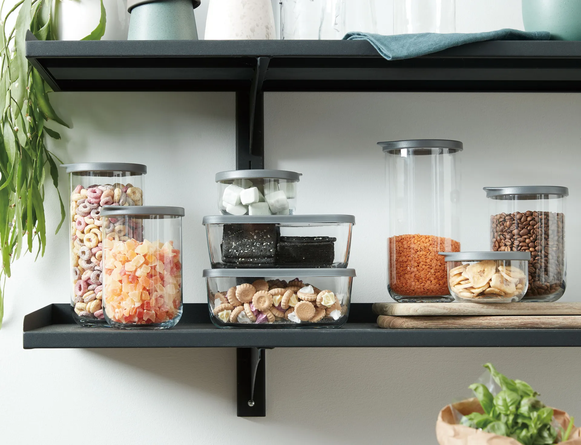 Café opbevaringskrukke med låg 1 L, Klar Aida