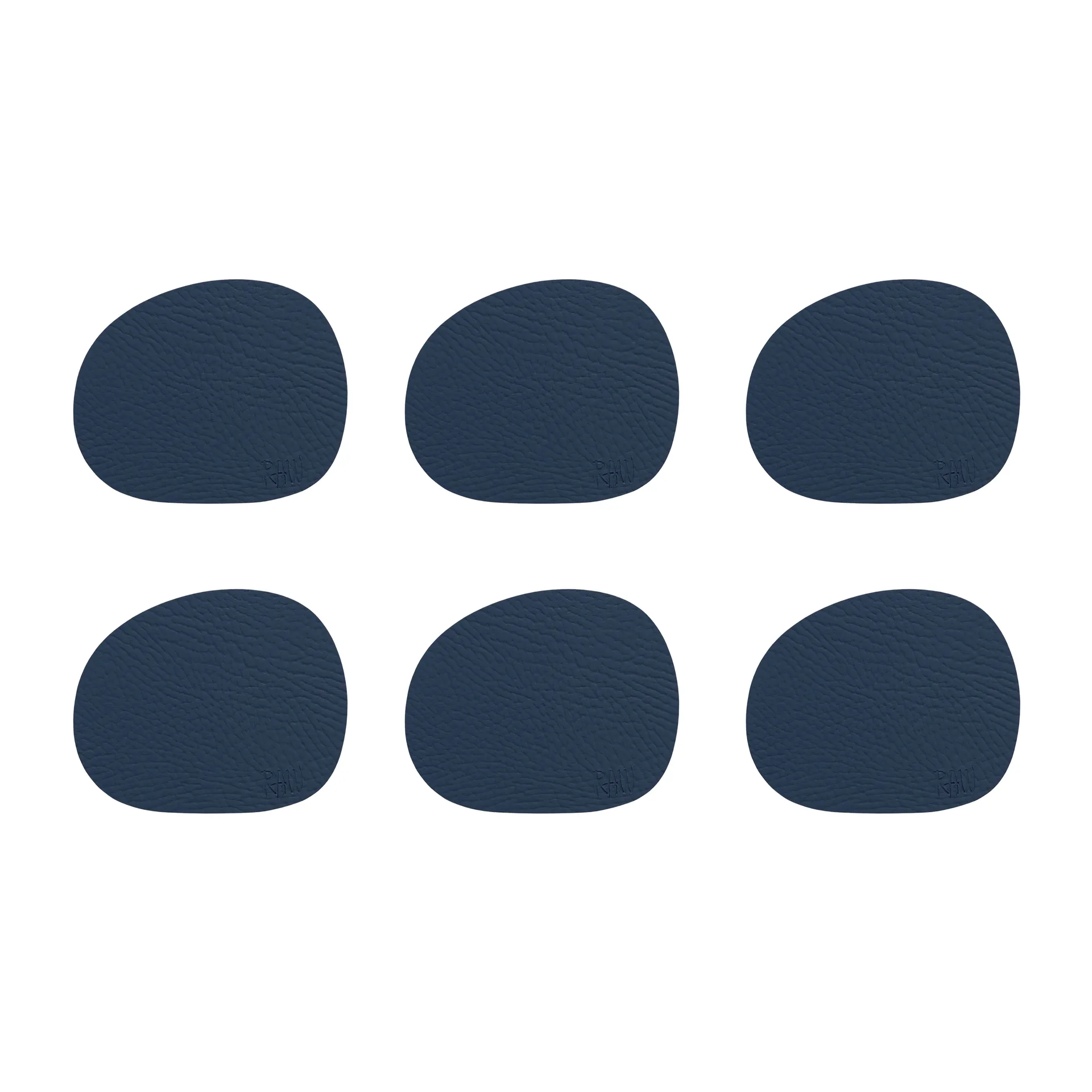 Raw glasunderlag læder 6-pakke, Mørkeblå Aida