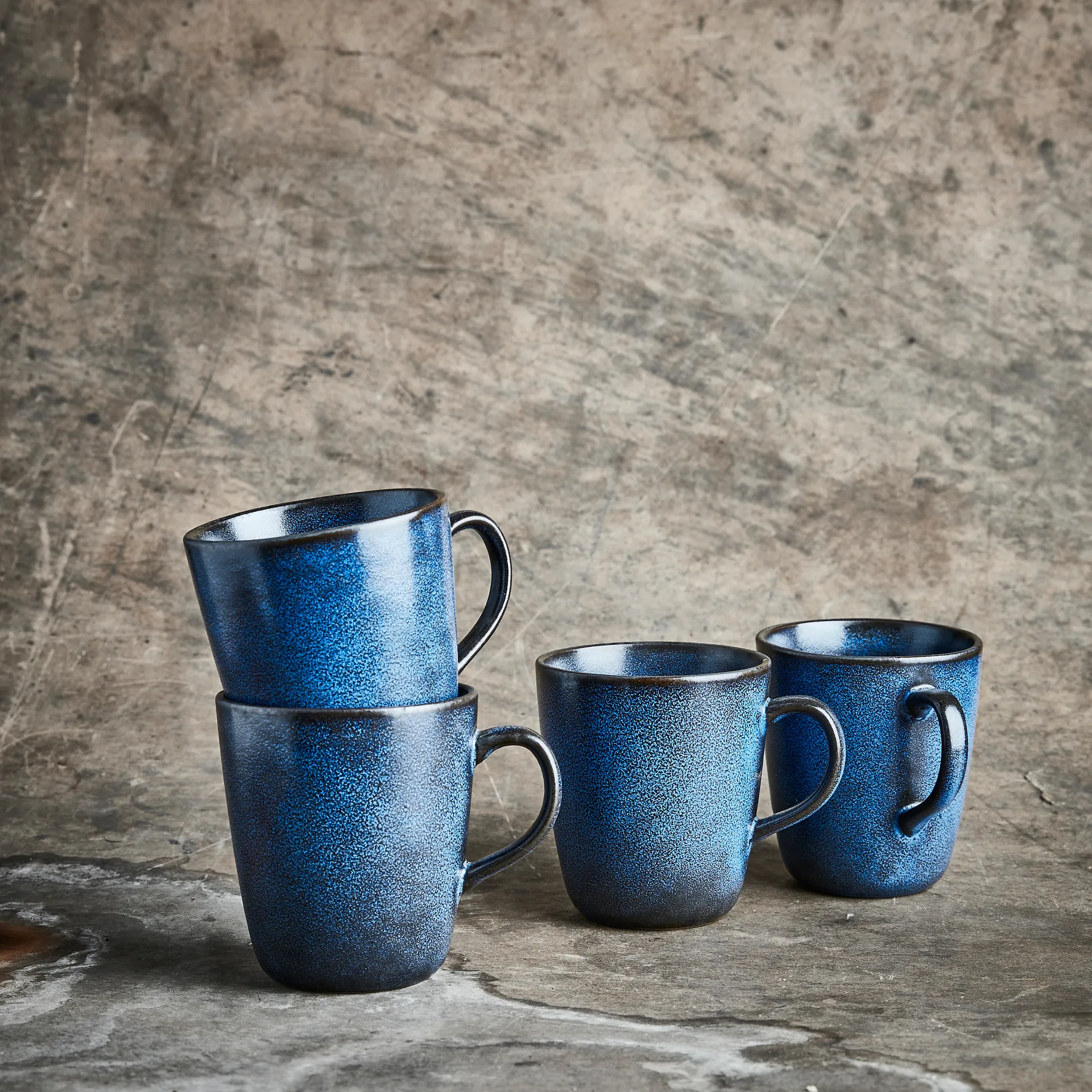 Raw krus med hank 35 cl 4-pak, Midnight blue Aida