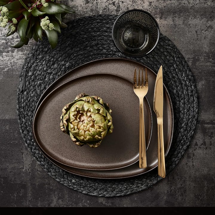Raw Organic tallerken 29x25 cm, Metallic Brown Aida