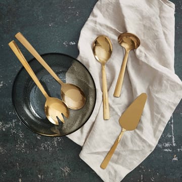 Raw serveringsbestik 5 dele - Guld (blank) - Aida