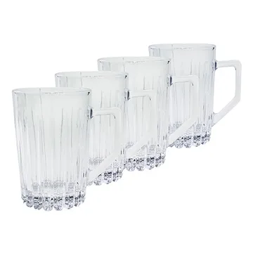 Relief glas med hank 4-pakke - Klar - Aida
